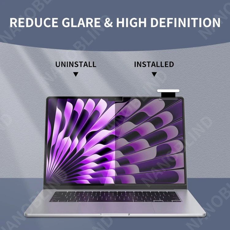 NANOBLIND 360 градусов Съемная легкая пленка для защиты от бликов антибликовый экран Macbook Air 15 дюймов М2