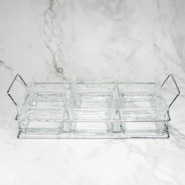 Hot Sale Nordic Snack Serving Plates Coffee Shop Sugar Dessert Bowls Glass Bowl With Tray