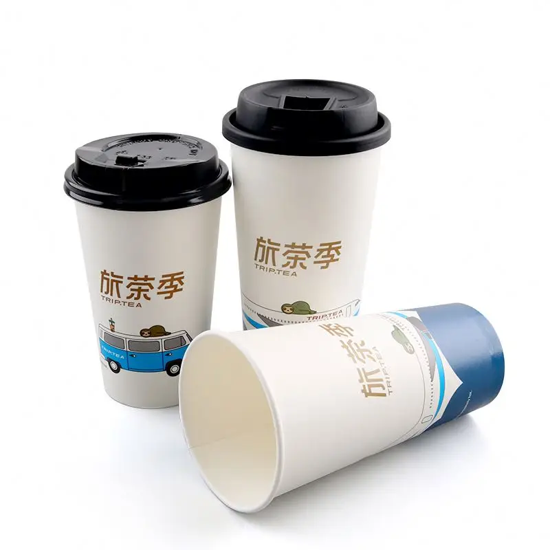 4Oz/8Oz/12Oz/16Oz/20Oz Double Wall Hot Disposable Coffee Paper Cup With Lid