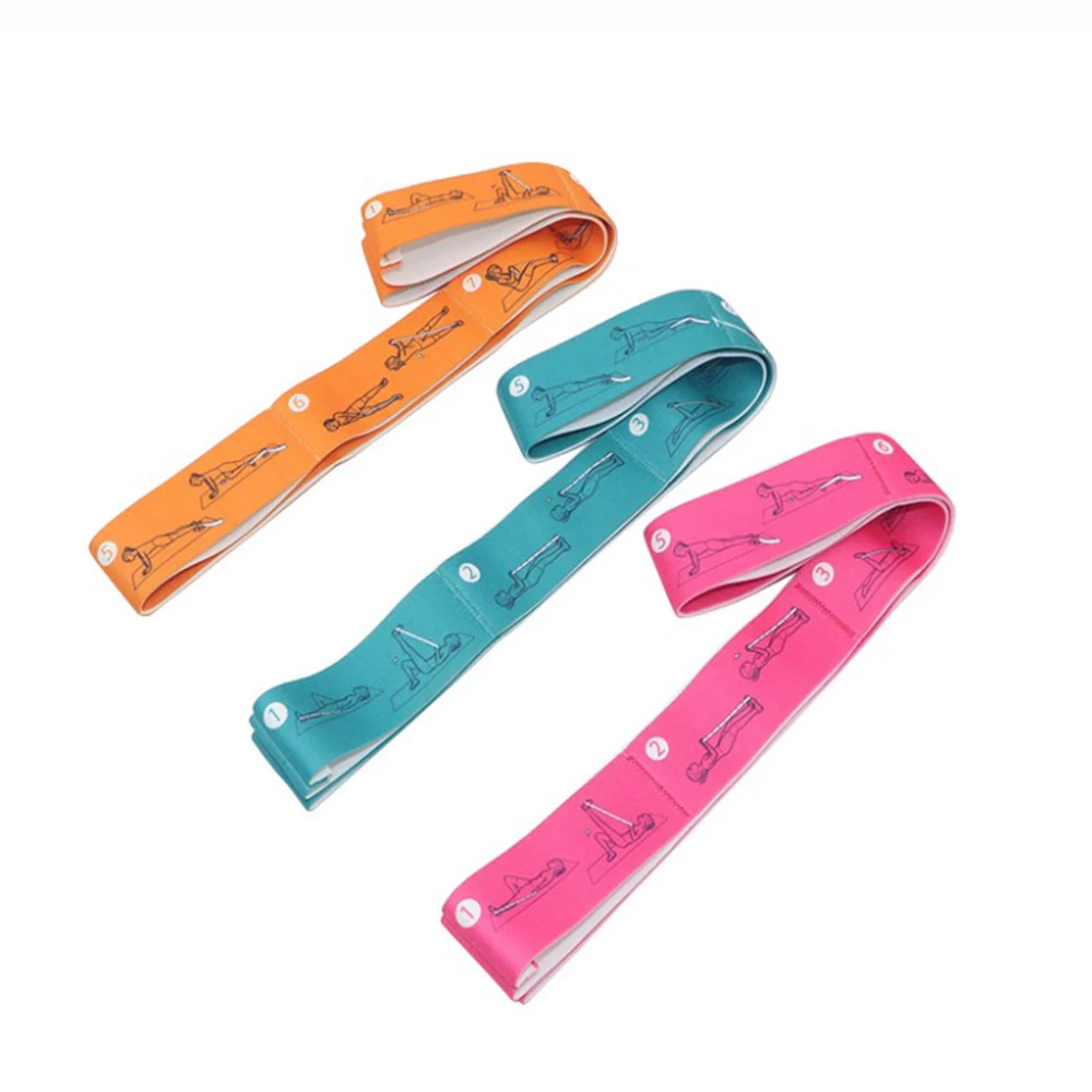 In Stock Correct Posture Pull Strap Elastic Exercise 8 Loops Yoga Band Stretching with Action Printing