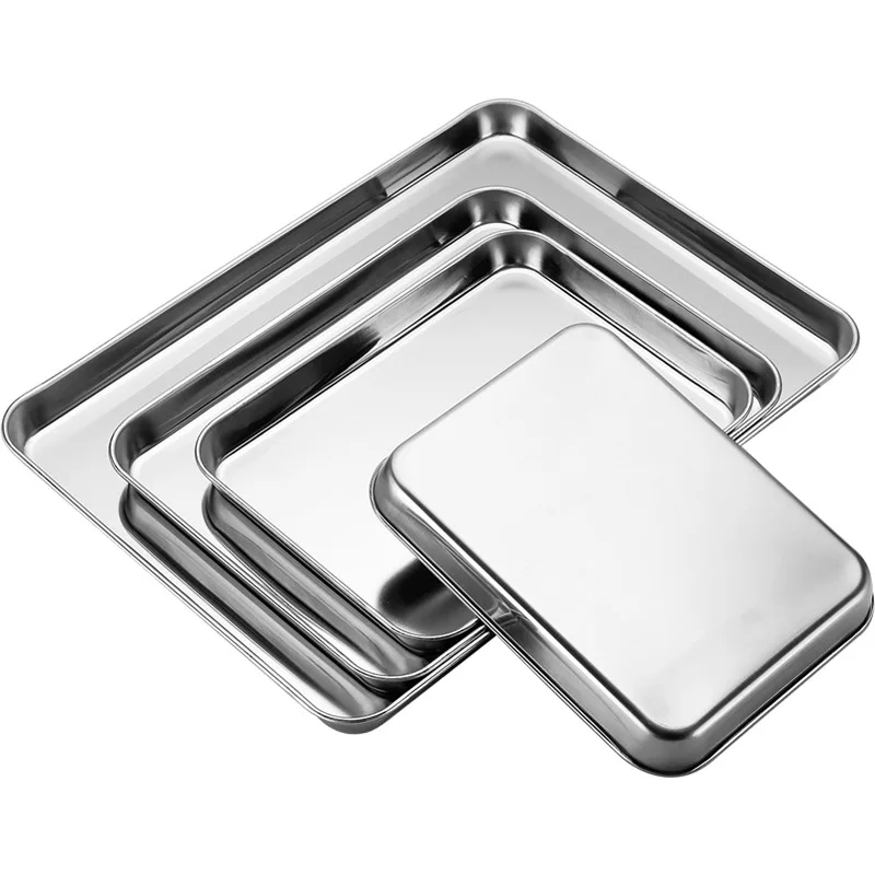 China Manufacturer SS430 Square plate Stainless Steel Food tray wholesale serving trays Trays set serving