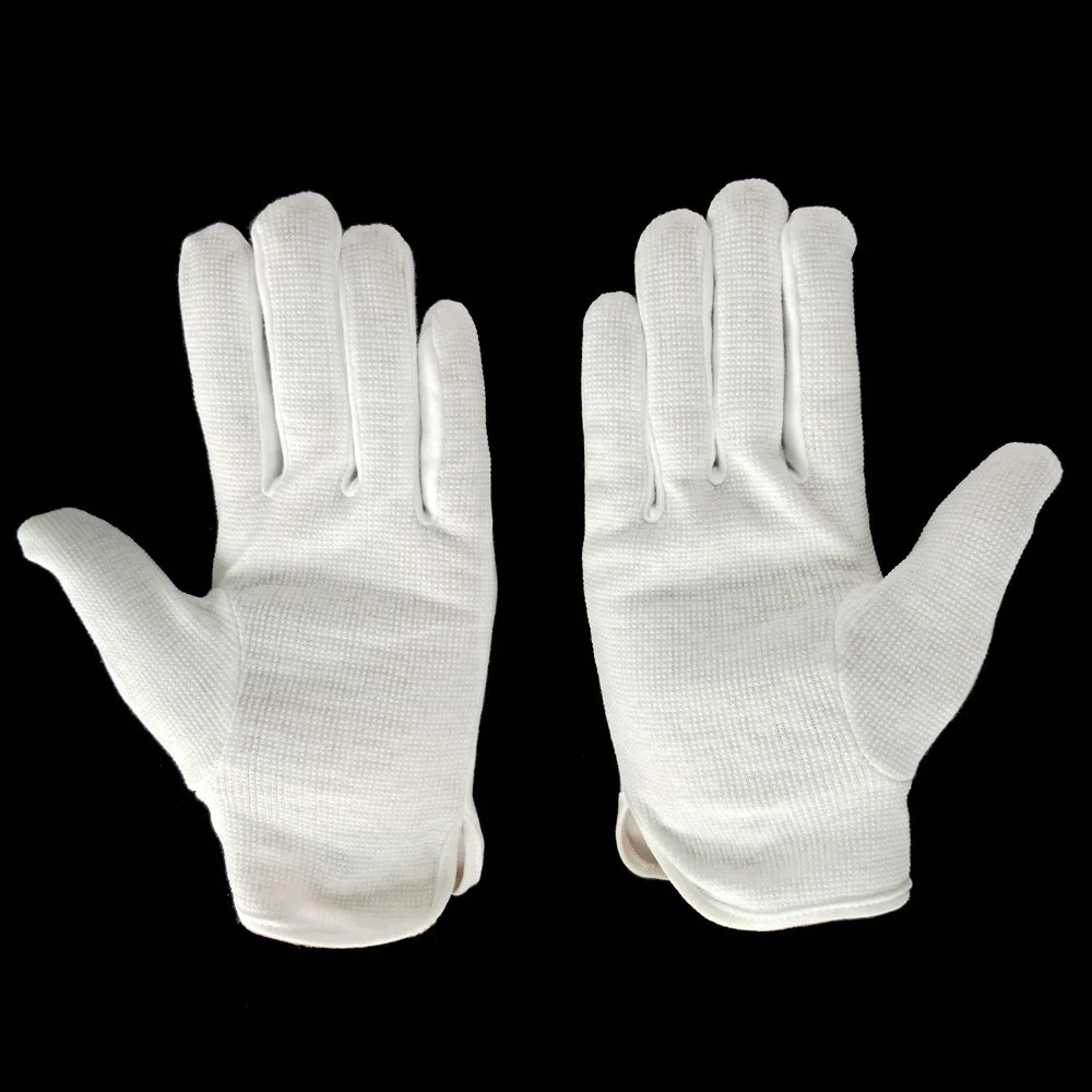 white hand riding driving  breathable soft non-slip cotton waiter waitress pvc dot glove