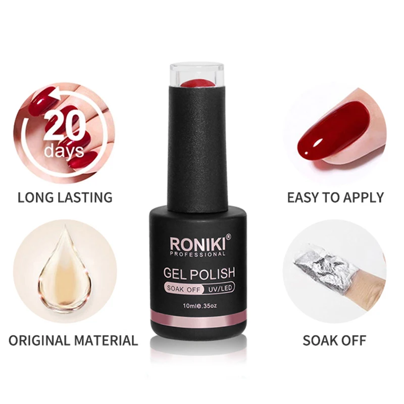 RONIKI 10ml free samples nail art oem soak off private label color uv gel gel nail polish for ladies