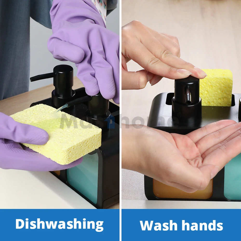 Masthome 4 In 1 Sink Organizer Kitchen Liquid Soap Dispenser Kitchen Sink Caddy Hand Dish Soap Dispenser Sponge Holder
