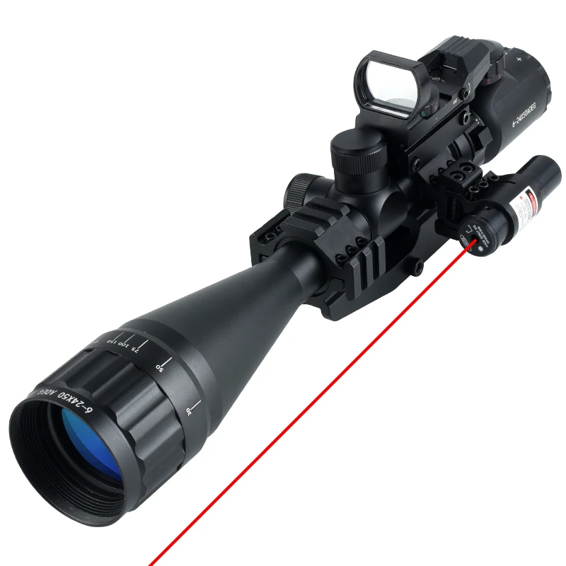 SYQT High Quality Hunting Scope 6-24X50 Optics Red Green Illuminated Sight Scope Set
