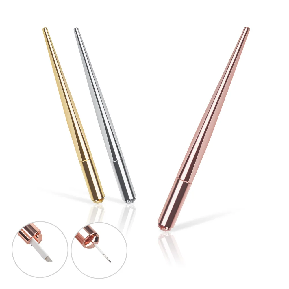 Professional Pmu Eyebrow Tattoo Accessories Eyebrow Microblading Pen Crystal Dual Head Microblading Permanent Makeup Manual Pen