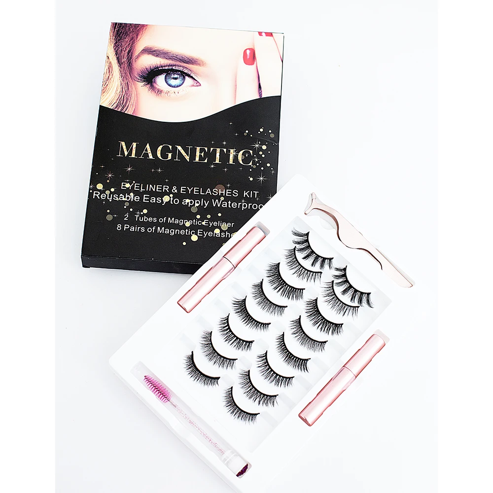  factory price magnetic eyelashes and eyeliner top sale mink with 5