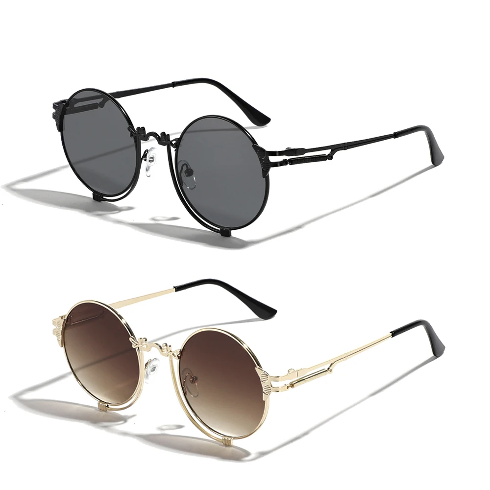 INS Trendy Italian Designer Cheap Sunglasses Round Women Sun Glasses New hollow metal punk sunglasses burst sunglasses