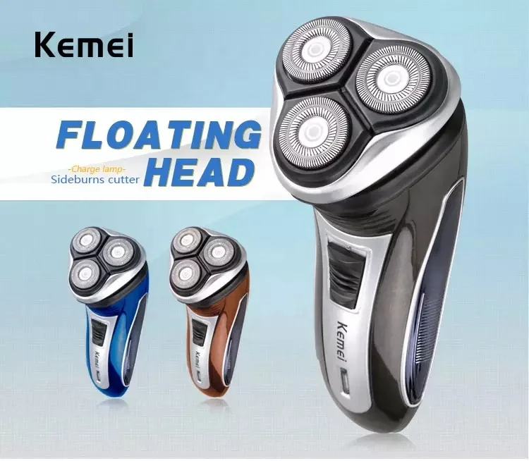 kemei KM-2801 Rechargeable cordless shaver for men 3 rotating blade  beard razor