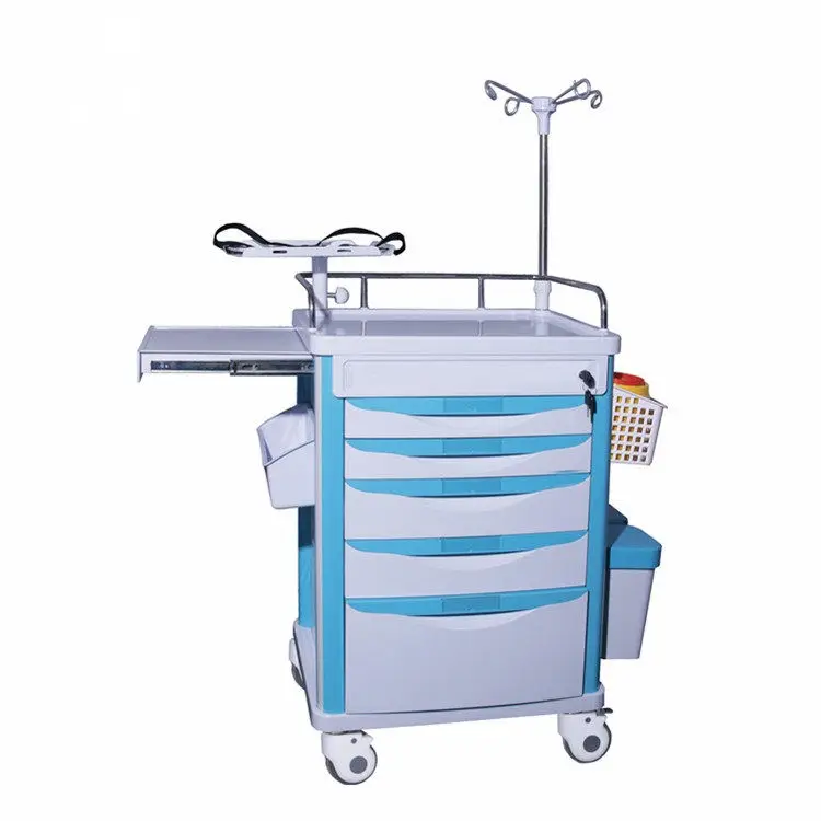 Medical Hospital Furniture Usage ABS Emergency Medical Medicine Trolley Cart