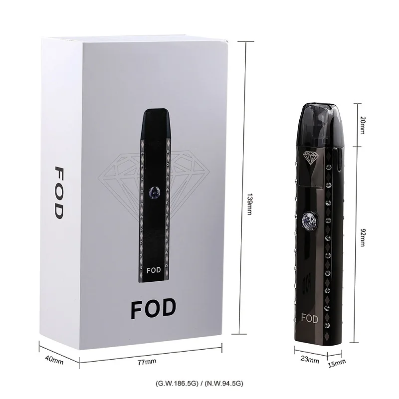  2020 модный алмазный дизайн Pod Fod Vape Pen с 2 мл многоразовым картриджем испарителя