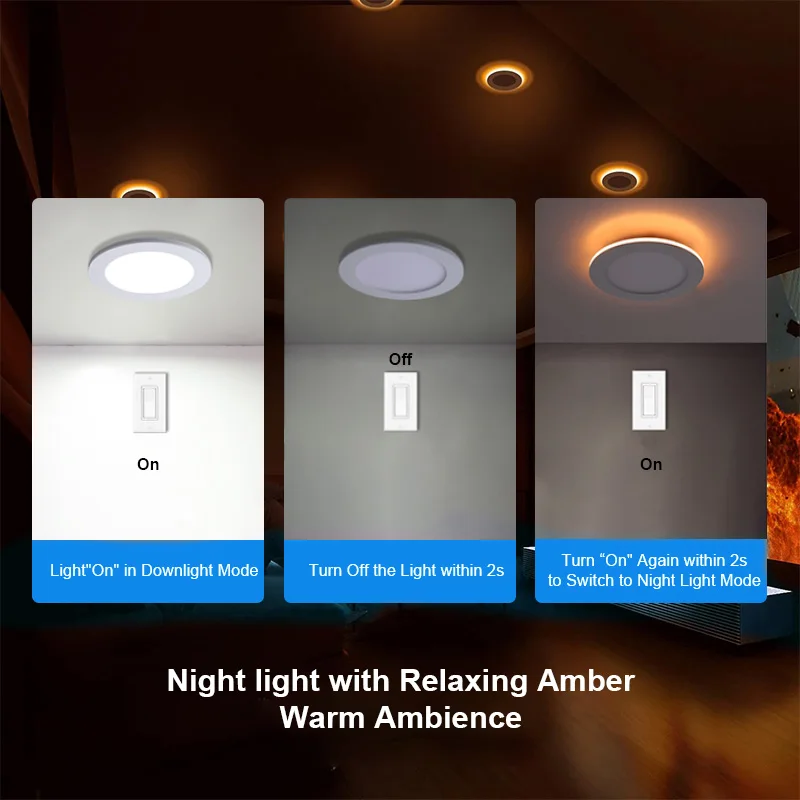 Indoor 4/6inch 9W/12W+3W 5CCT tunable Potlight LED recessed light with nightlight