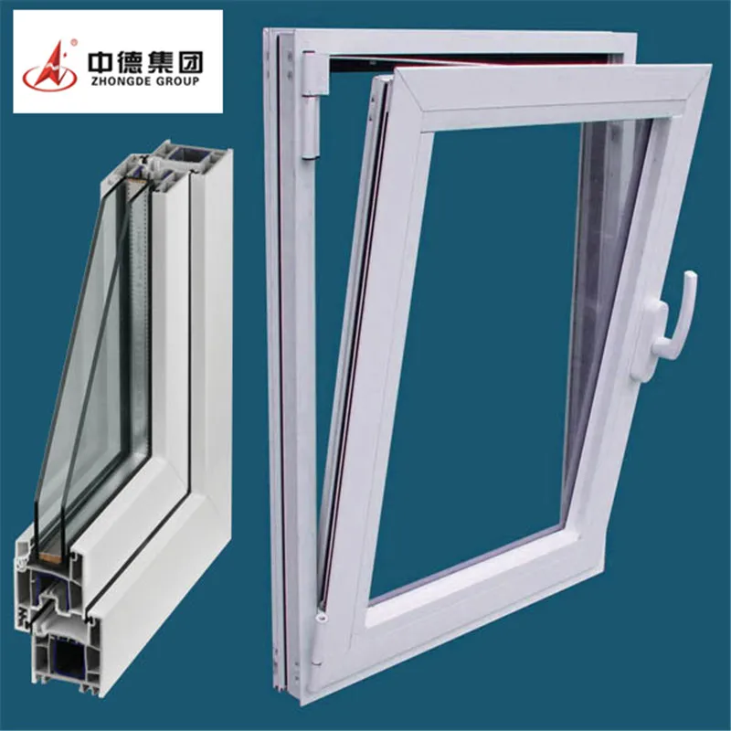 Uv-protect Frame Round Soundproof Door Half Double Glazed Upvc Window Profile Anti-aging Rigid Anti-uv White Color