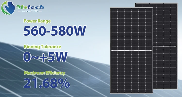 Mstech Solar 560w Zonnepanelen 565 Watts 570w 575w 580w Painel Solar N-Type Bifacial Double Glass Pv Panels Solar In Stock