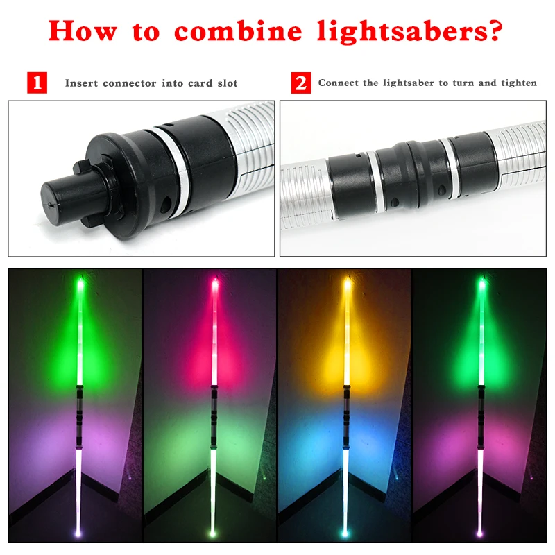 Mi 2 Pack Double Blade Kids Cosplay Expandable Glow Toy Kids Lightsaber Glow Sword Glitter Stick Toy for Party