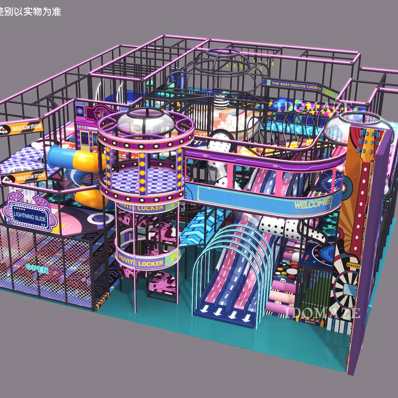 IDOMAZE New Children Big Indoor Playground Kids Soft Padded Play Ground Equipment with Big Slide