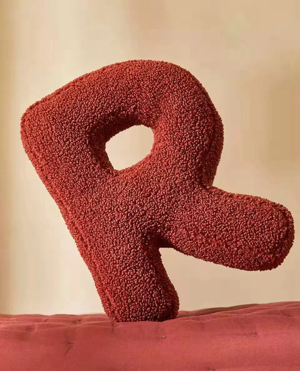 Letter Pillow Soft teddy fur Throw Cushion Decorative Alphabet Throw Pillows Cushion for Living Room Sofa Couch Bed Decoration