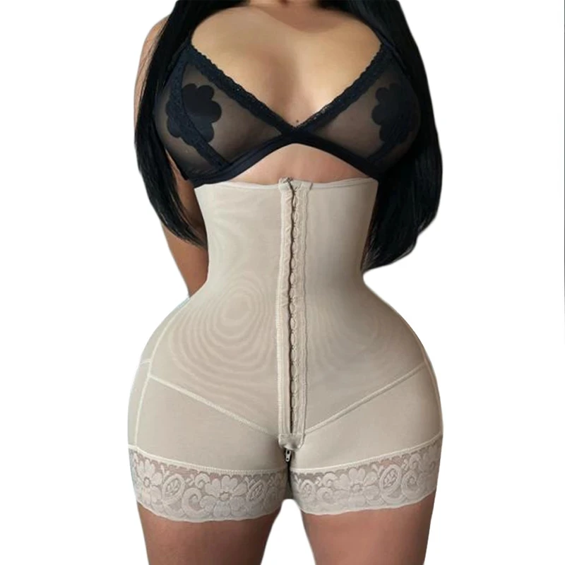 High Compression Waist Slimming Bodysuit Corset Top with Hooks Straps Sleeveless body shapers waist&butt lifter shorts for women