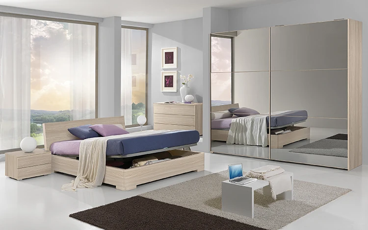 NOVA MCAA015 Wood Double Bed Modern Bedroom Furniture Beds Sets with Gas Lift Storage