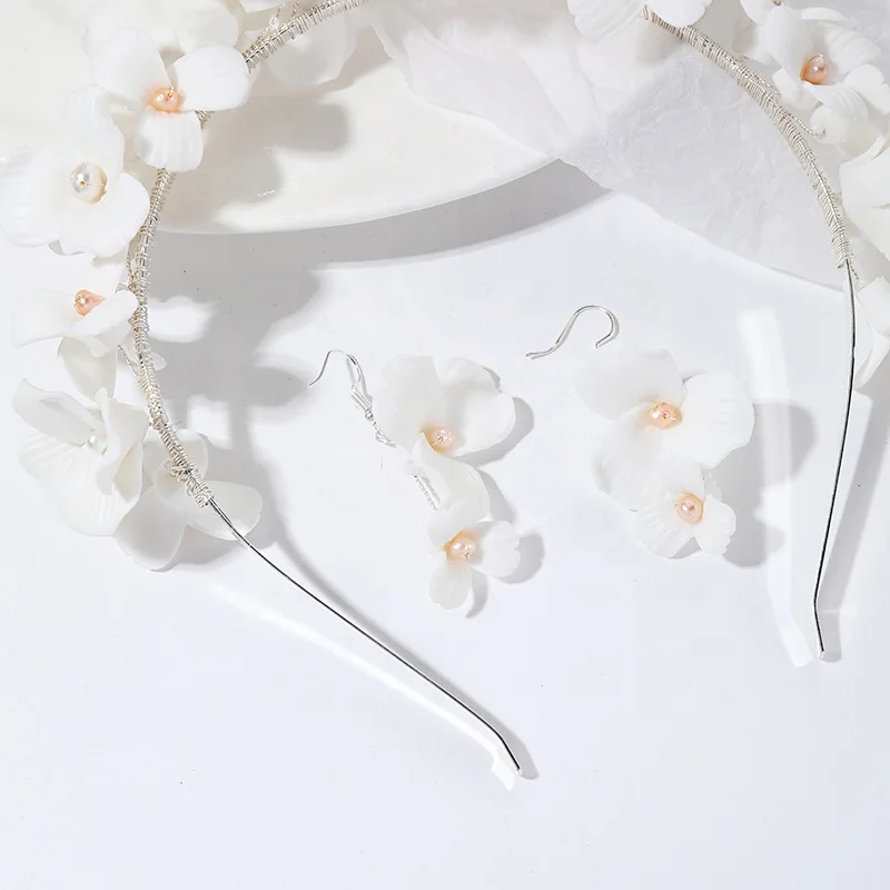 Bridal Wedding accessories Crown Hair accessories Handmade Ceramic Flower Headband Wedding Dress for Women