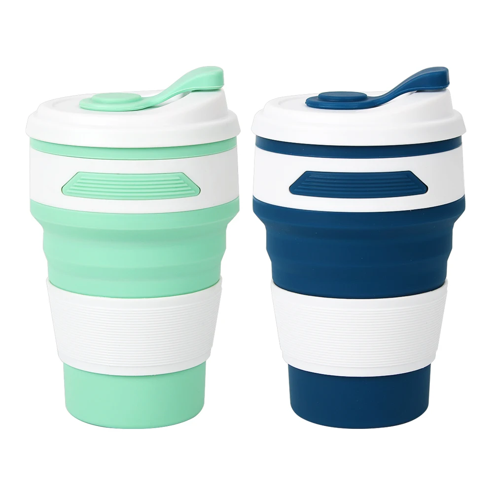 
Custom printed travel silicone drinking cup foldable folding collapsible silicone cup reusable eco friendly coffee cup  (62048474884)
