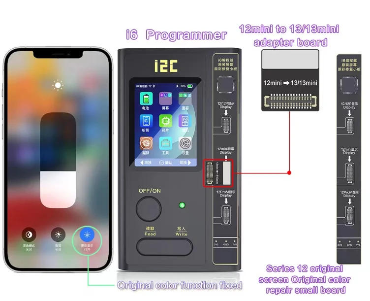 I2C i6 Intelligent Programmer For iPhone 6 to14 Pro Max Photosensitive Original Color Battery Fingerprint Dot Matrix Repair Tool