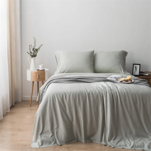 100% Natural Bamboo Bedding Set China Manufacturers Custom Soft Hand Feeling Luxury Bamboo Bed Sheets