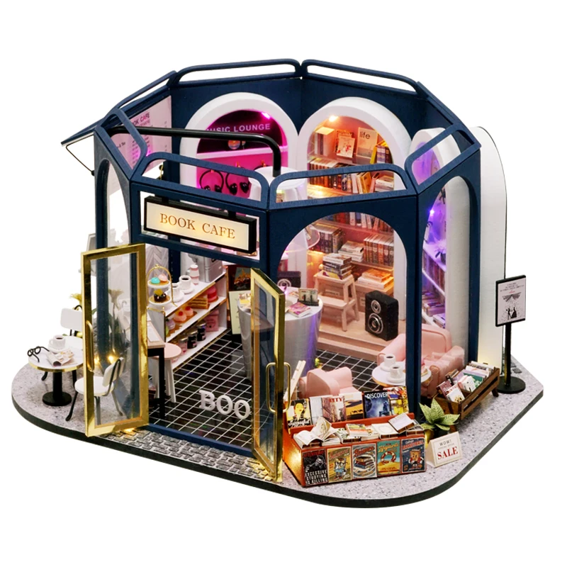 CUTEBEE Book Store DIY Wooden Dolls Toys Dollhouse