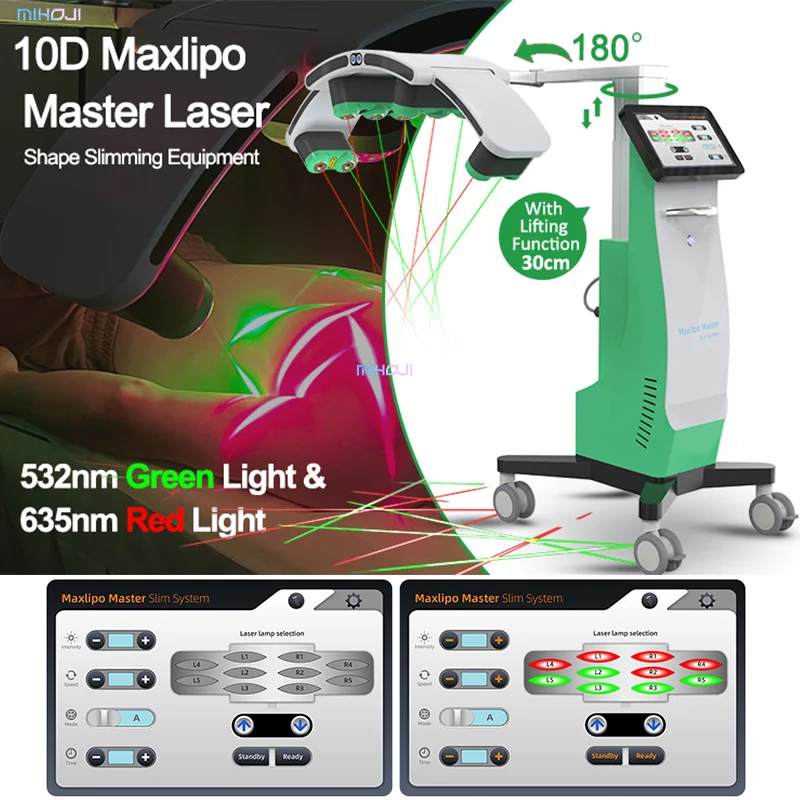 635nm Red Light 10D Maxlipo Master 532 nm Diode Cold Laser Fat Removal Machine