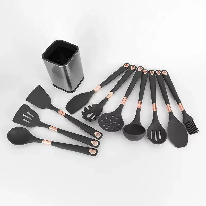 Non Stick Easy Clean 10pcs Cooking Tool Set Kitchen Utensils Silicone Kitchenware with Hanging Holes Easy to Store Spoon Shove