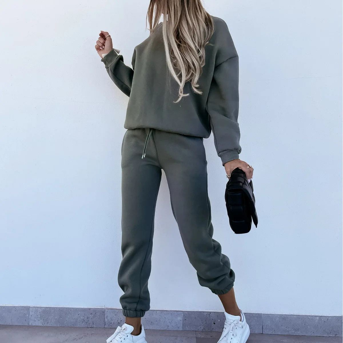 Winter Design Your Own Logo Cotton Two Piece Sweatpants Hoodie Set Sweatsuit Tracksuit For Women