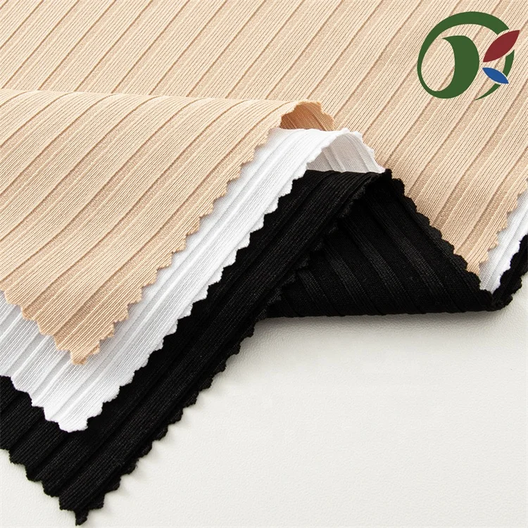 Milk Silk Pit Strips 95% Polyester 5% Spandex Stretch Ribbed Knitted Fabric Material Suitable for clothing