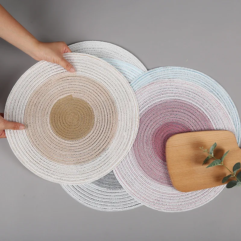 Wholesale Restaurant Hotel Heat-resitant Round Knitted Tablemat Anti-slip Washable Dining Placemats