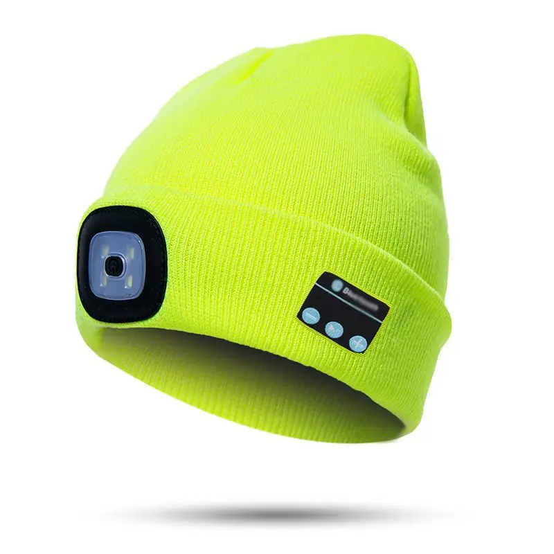 
Amazon Top Seller 2021 Bluetooth Beanie Hat With LED Light Rechargeable Light Up Knitted Beanie Winter Hats Accessories 