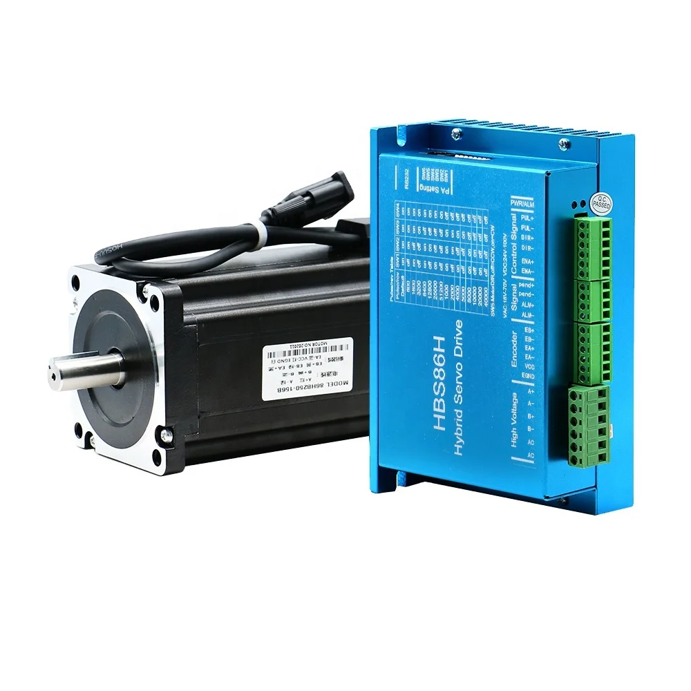 UR Best price  Nema34 Closed-Loop stepper dc Motor 6A 12N.m+2-Phase & HBS86H Hybrid Step-servo Driver For CNC machine