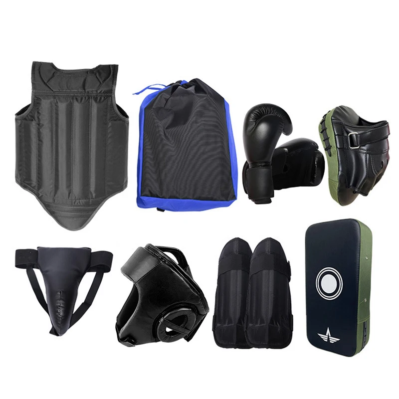 Aji Free Fighting Kids Forearm Leg Face Mask Knuckle Guard Baby Boxing Set Taekwondo Protection Sports Protective Gear