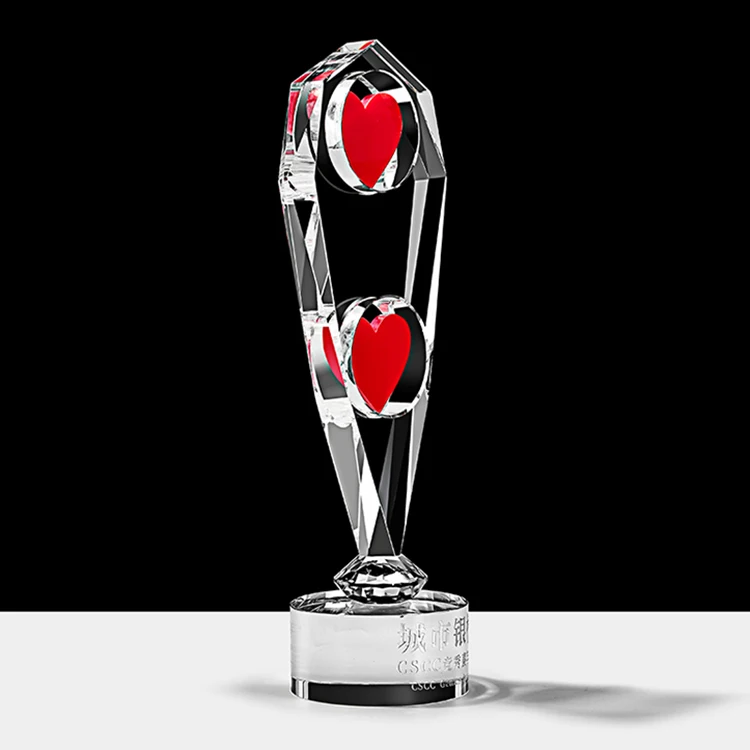 islamic wedding souvenirs heart shape crystal gift trophy