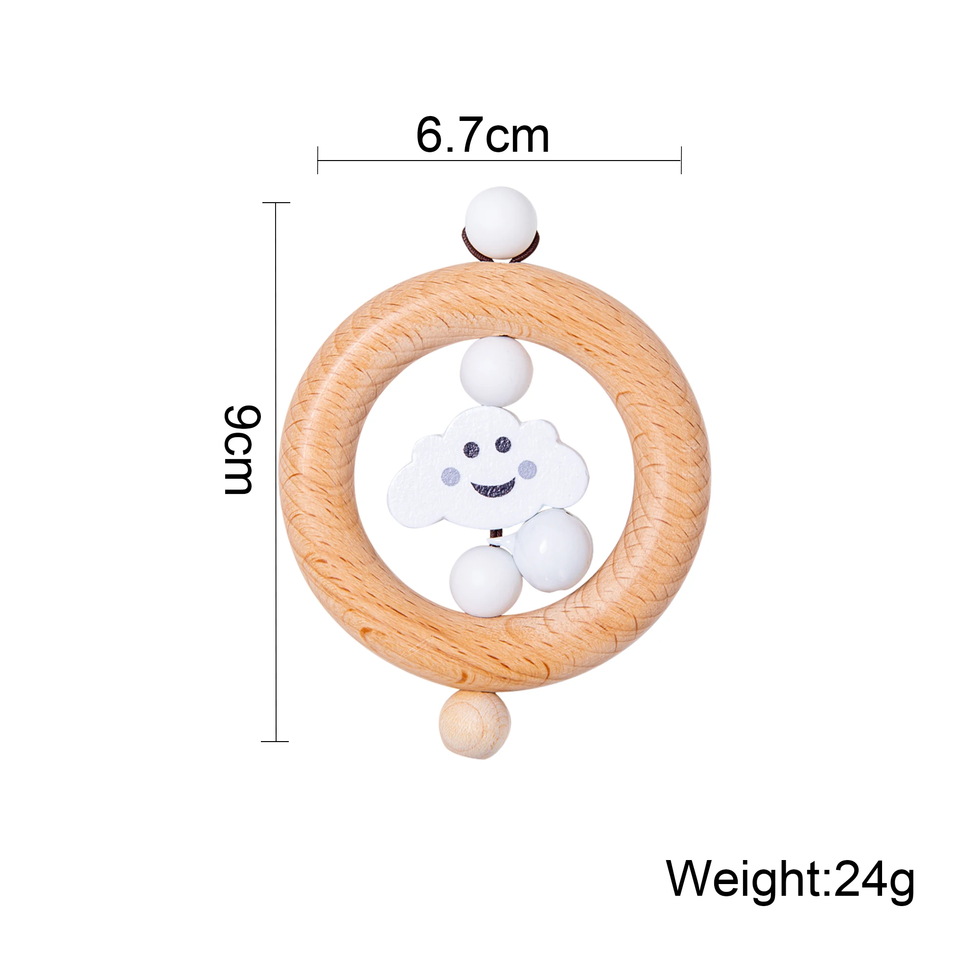 Wooden Ring Silicone Bead Baby Teeth Soothing Toy Rattle Teething Toy Wooden Rattle