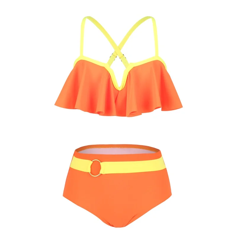 Girls Skirt Set Color Blocking Sleeveless Tank Top Mini Skinny Skirt Two Piece Swimsuit Sexy Bikini Set for Kids