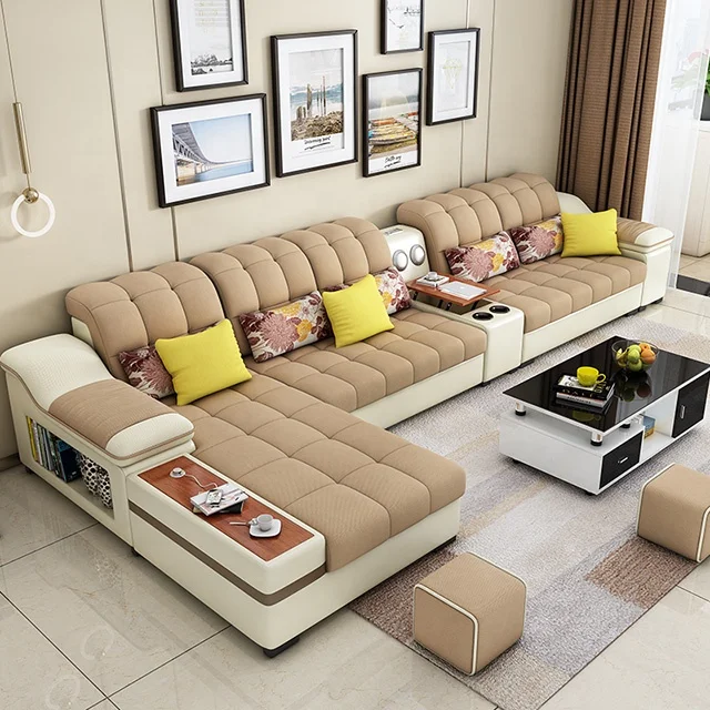China foshan home furniture colorful best Price Fabric Modern Drawing Room Sofa Set 7 seater with storage Living room