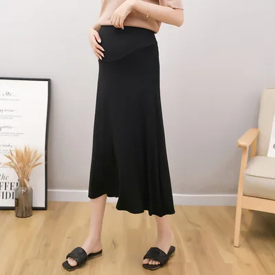 2021 Maternity dress Bust skirt Modal mid-length temperament show lean  mom high-waisted belly a-line skirt