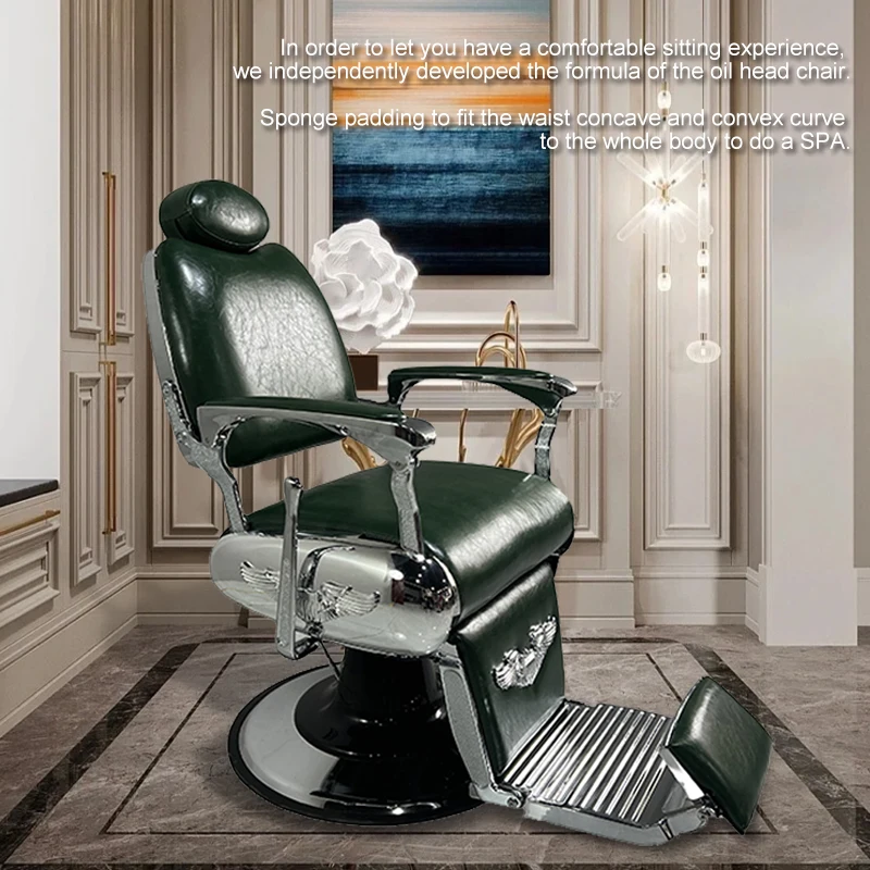 Modern Hair Cutting Barber Shop Chairs Factory Gray Leather Salon Chair Styling Furniture Quality Barber Seats nail table