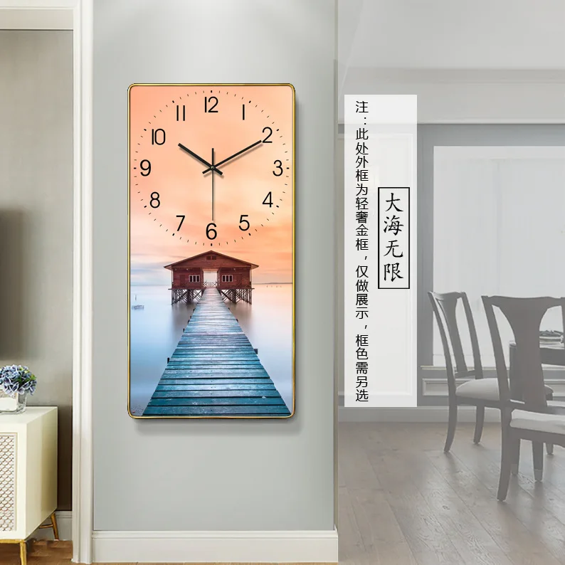 Modern Animal-Printed Rectangular Wall Clock Amazon Cross-Border Household Fashion from Factory Source for Living Room Watch