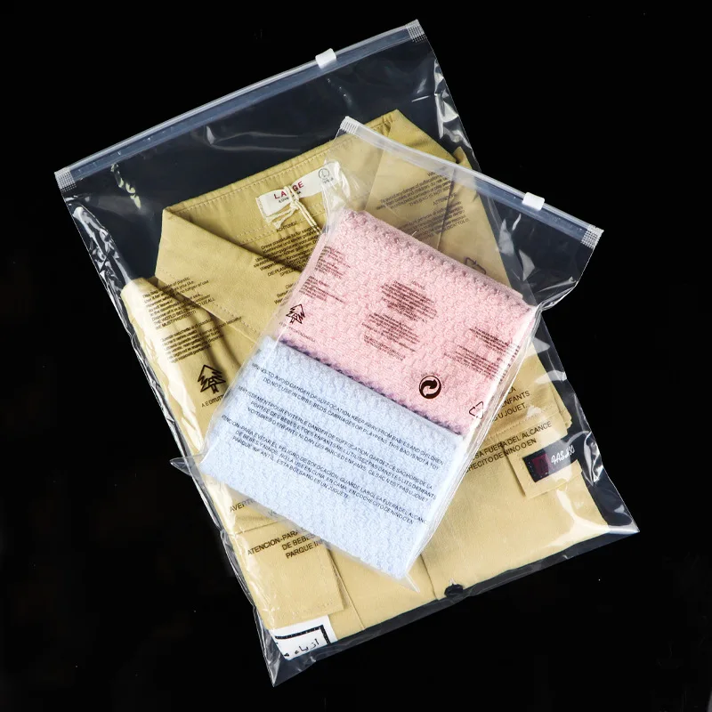 Clothing Packaging Plastic Ziplock Bags Custom Logo Frosted Plastic Packaging Clothes LDPE/CPE Transparent Zipper Bag