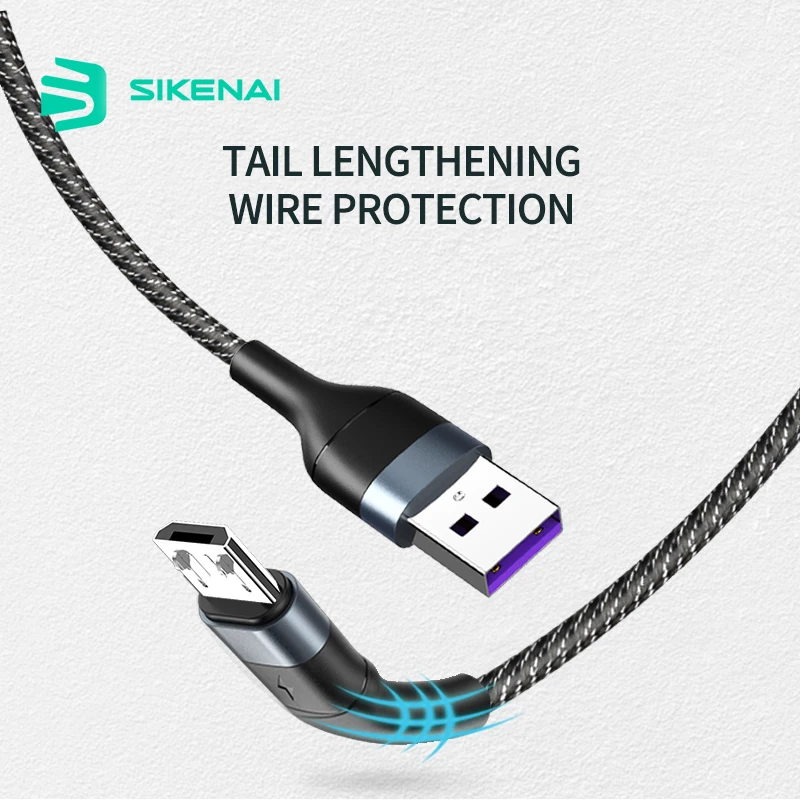 Нейлоновый Плетеный Микро-кабель SIKENAI 1 2 м USB кабель для быстрой зарядки и передачи