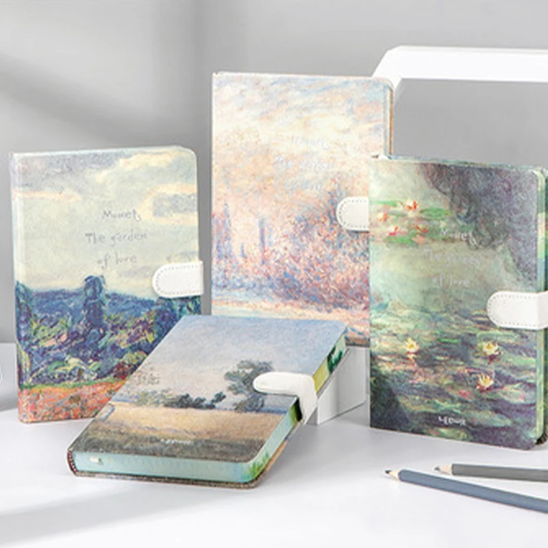 Creative Student Notebook Diary Schedule Planner Scenery Monet Painting Hardcover Notebook