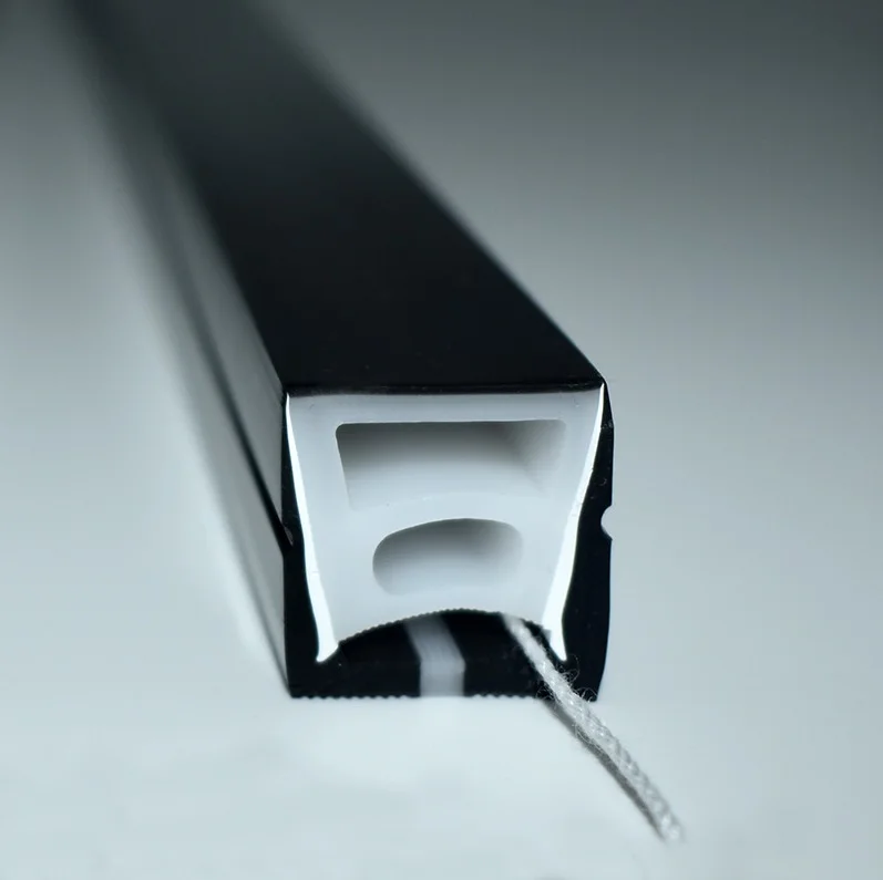 black silicon led neon tube for led strips front/top lighting 10x10 12x12 16x16 20x20/Square Empty Neon Tube