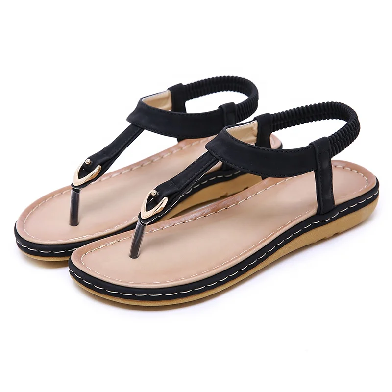 2019 Fashion Custom Soft Sole Comfortable Summer Women Femme Flats Sandals