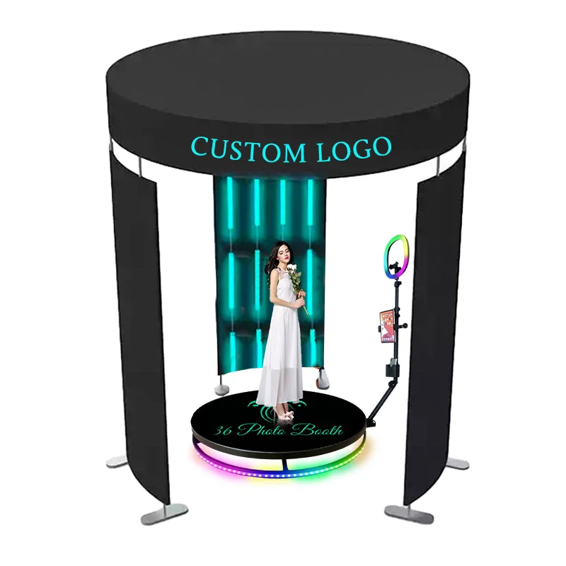 2023 New Style 360 Photo Booth Enclosure Backdrop For Party Wedding Event 360 Degree Video Camera Led Lights Booth Enclosure