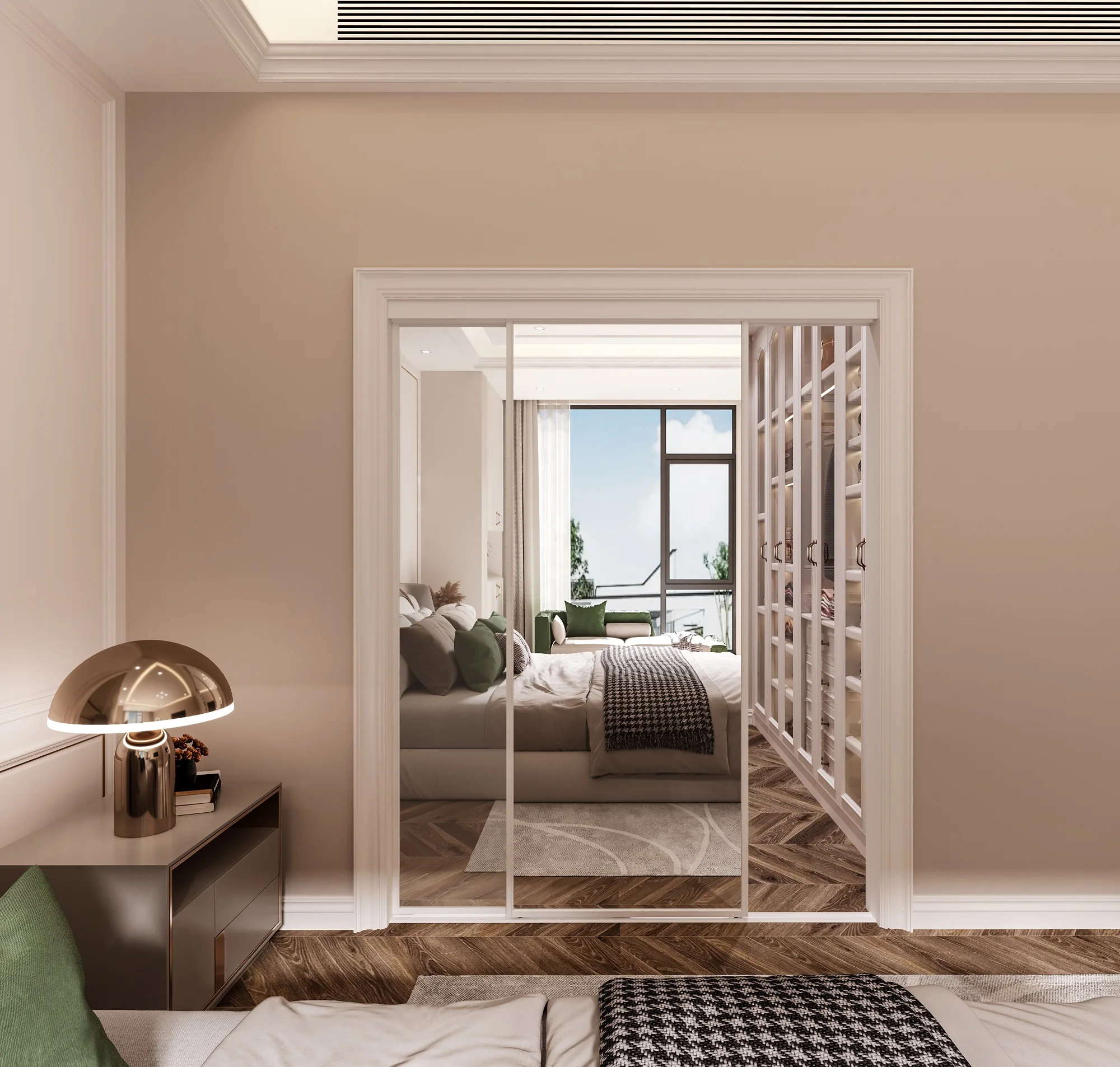 High Quality Bypass Sliding Glass Mirror Wardrobe Doors With Hardware Kits